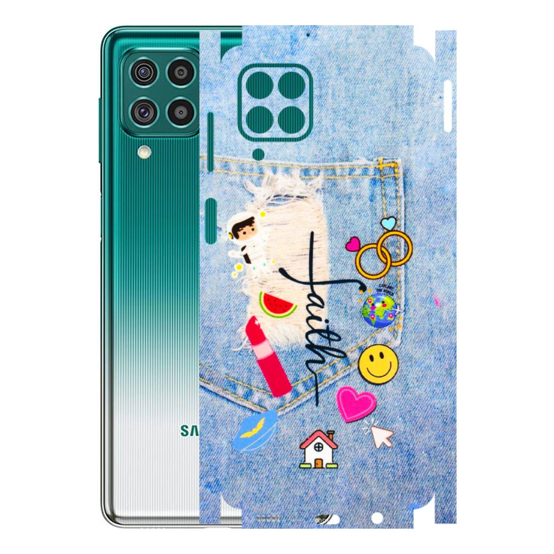 Samsung M/F/Note/Flip and C Phone Skins (All Models) - Denim Jeans Pocket - 3D Embossed Finish (L-134) Samsung Galaxy F62