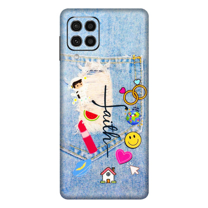 Samsung M/F/Note/Flip and C Phone Skins (All Models) - Denim Jeans Pocket - 3D Embossed Finish (L-134) Samsung Galaxy F62