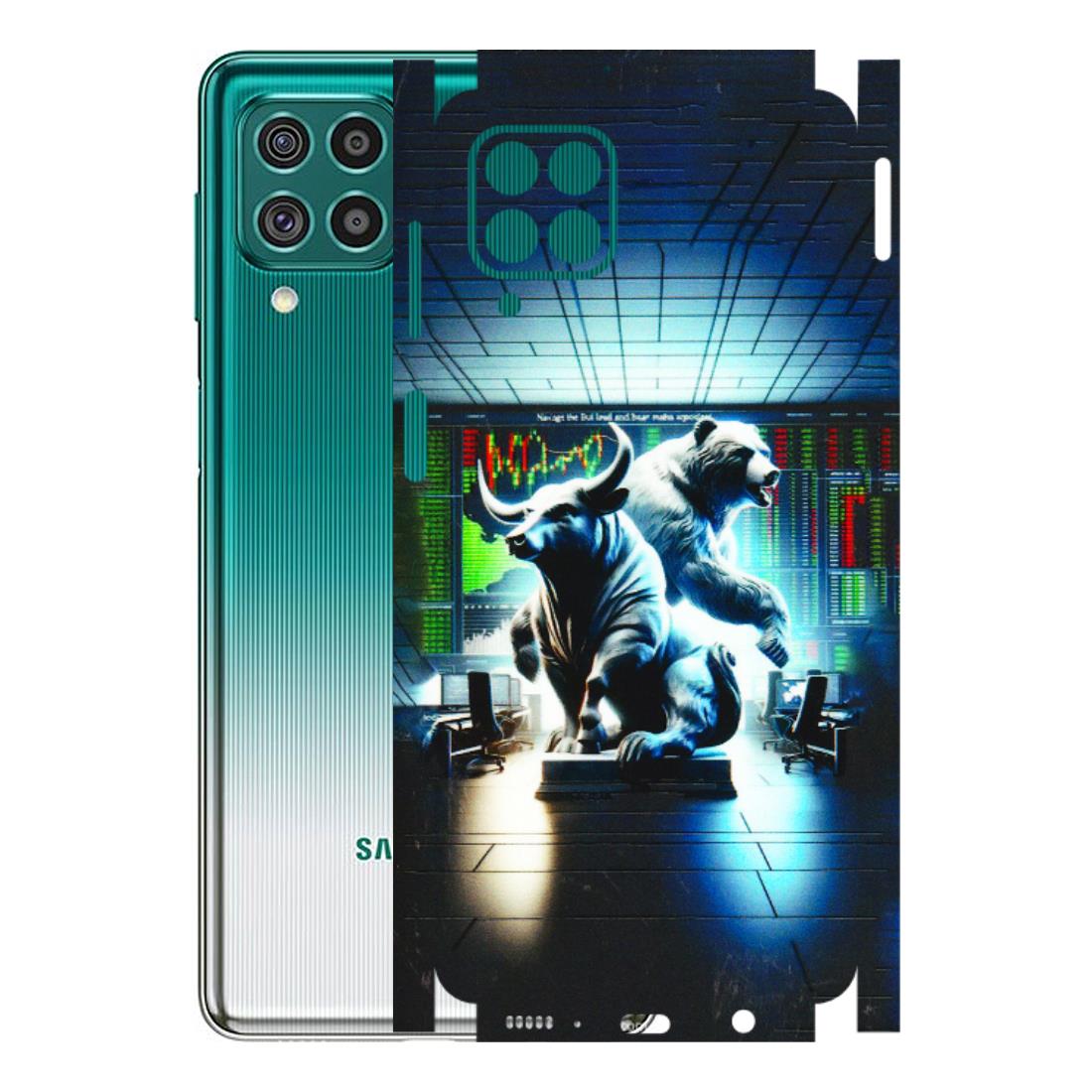 Samsung M/F/Note/Flip and C Phone Skins (All Models) - Stock Market Sensex Bear vs Bulls - 3D Embossed Finish (L-15) Samsung Galaxy F62