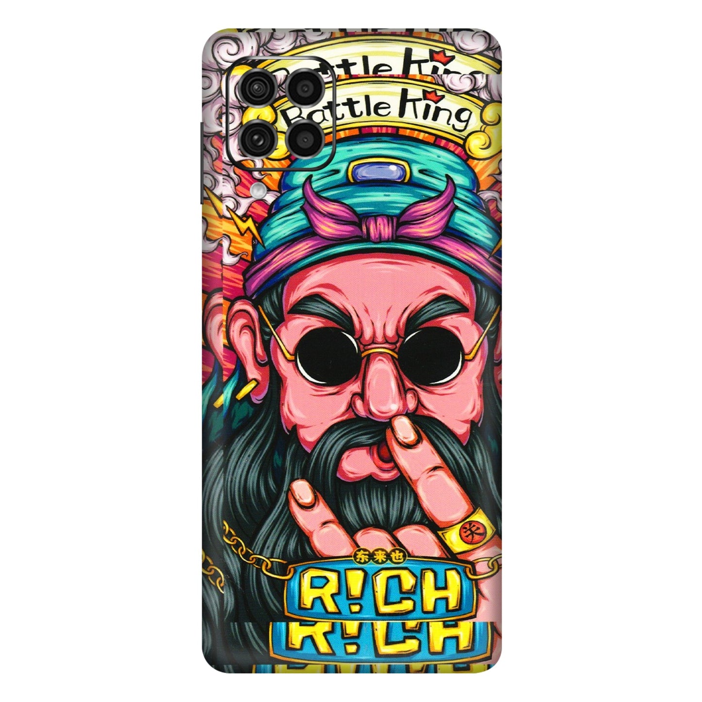 Samsung M/F/Note/Flip and C Phone Skins (All Models) - Battle King Dude Face - 3D Embossed Finish (L-178) Samsung Galaxy F62