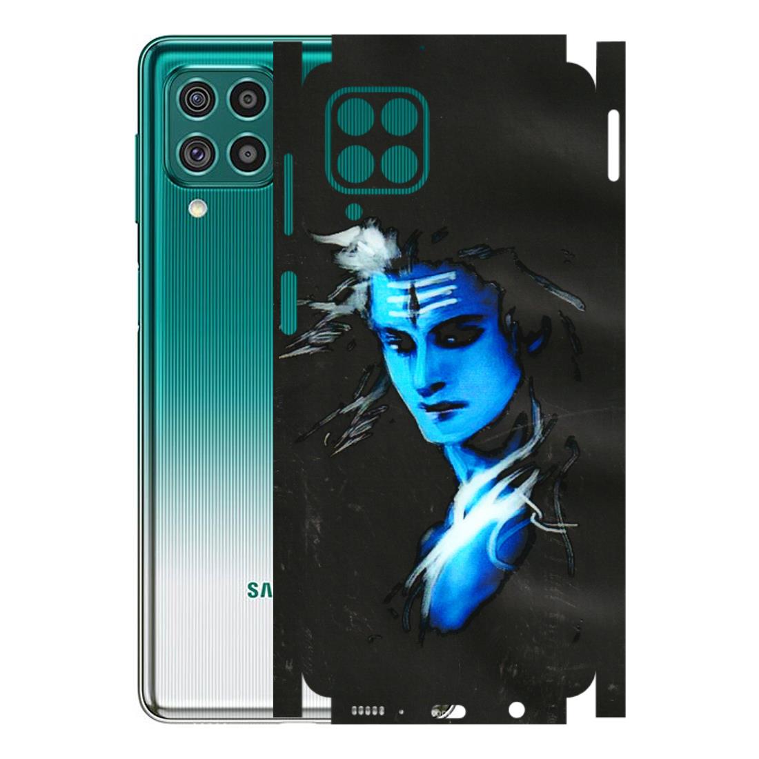 Samsung M/F/Note/Flip and C Phone Skins (All Models) - Har Har Mahadev Blue/Black - 3D Embossed Finish (L-185) Samsung Galaxy F62