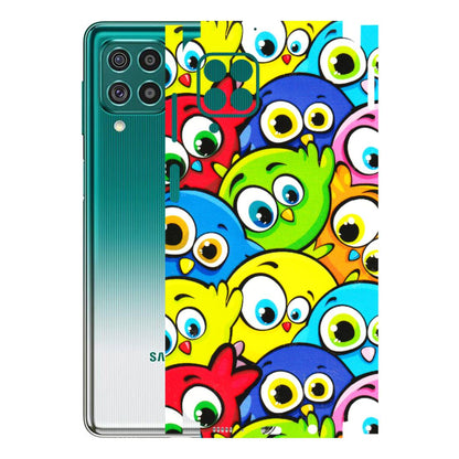 Samsung M/F/Note/Flip and C Phone Skins (All Models) - Cute Fluffy Birds - 3D Embossed Finish (L-213) Samsung Galaxy F62