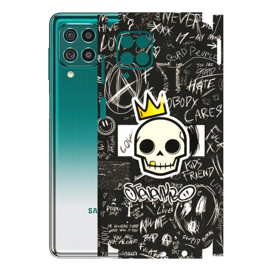 Samsung M/F/Note/Flip and C Phone Skins (All Models) - Funny Skull Black Chalk Grafitti - 3D Embossed Finish (L-22) Samsung Galaxy F62