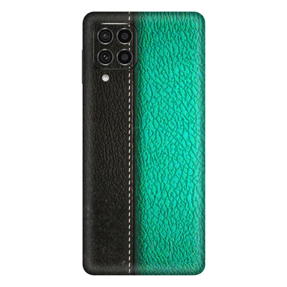 Samsung M/F/Note/Flip and C Phone Skins (All Models) - Black Green Dual Leather Stich - 3D Embossed Finish (L-233) Samsung Galaxy F62