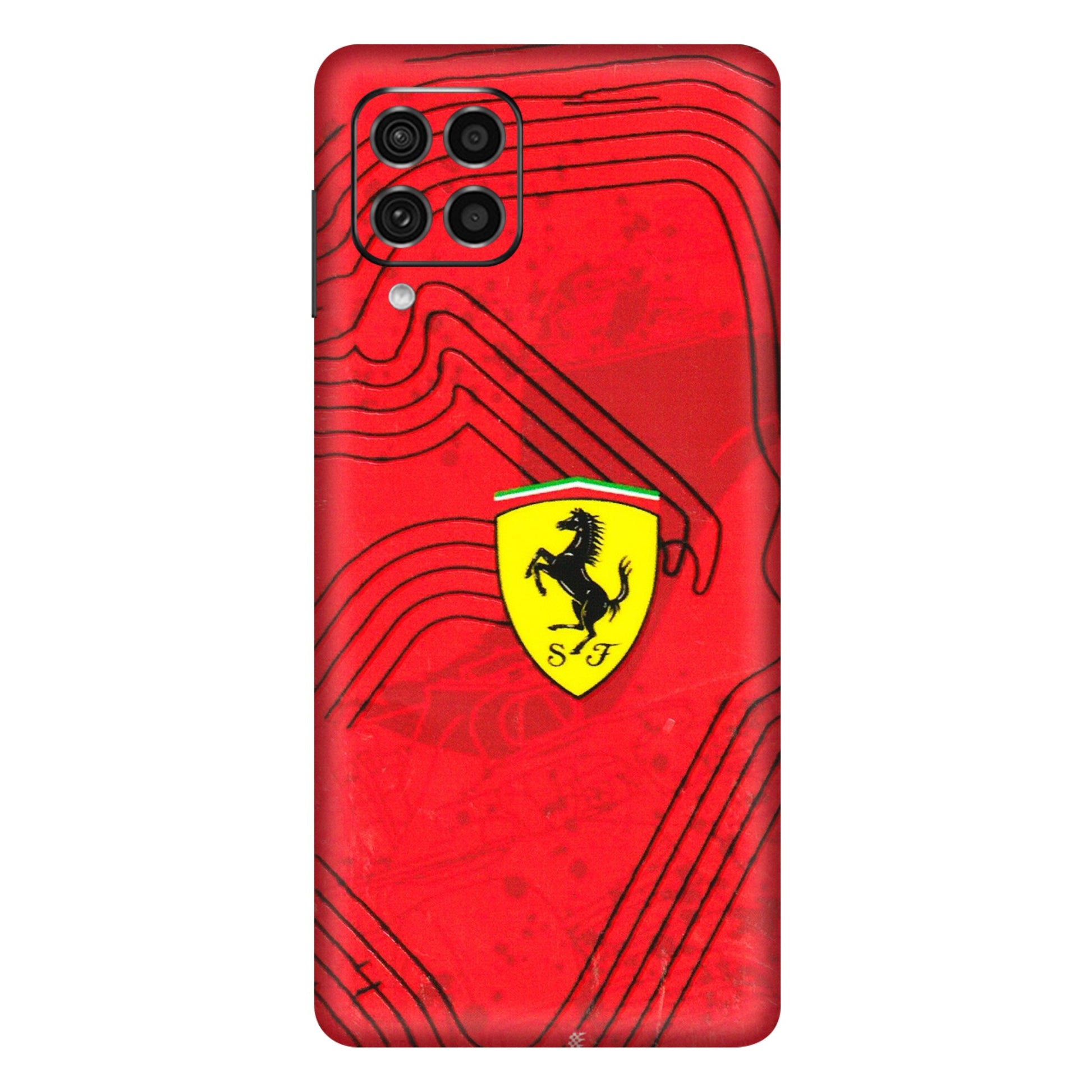 Samsung M/F/Note/Flip and C Phone Skins (All Models) - Red Ferrari Logo Stylish - 3D Embossed Finish (L-238) Samsung Galaxy F62