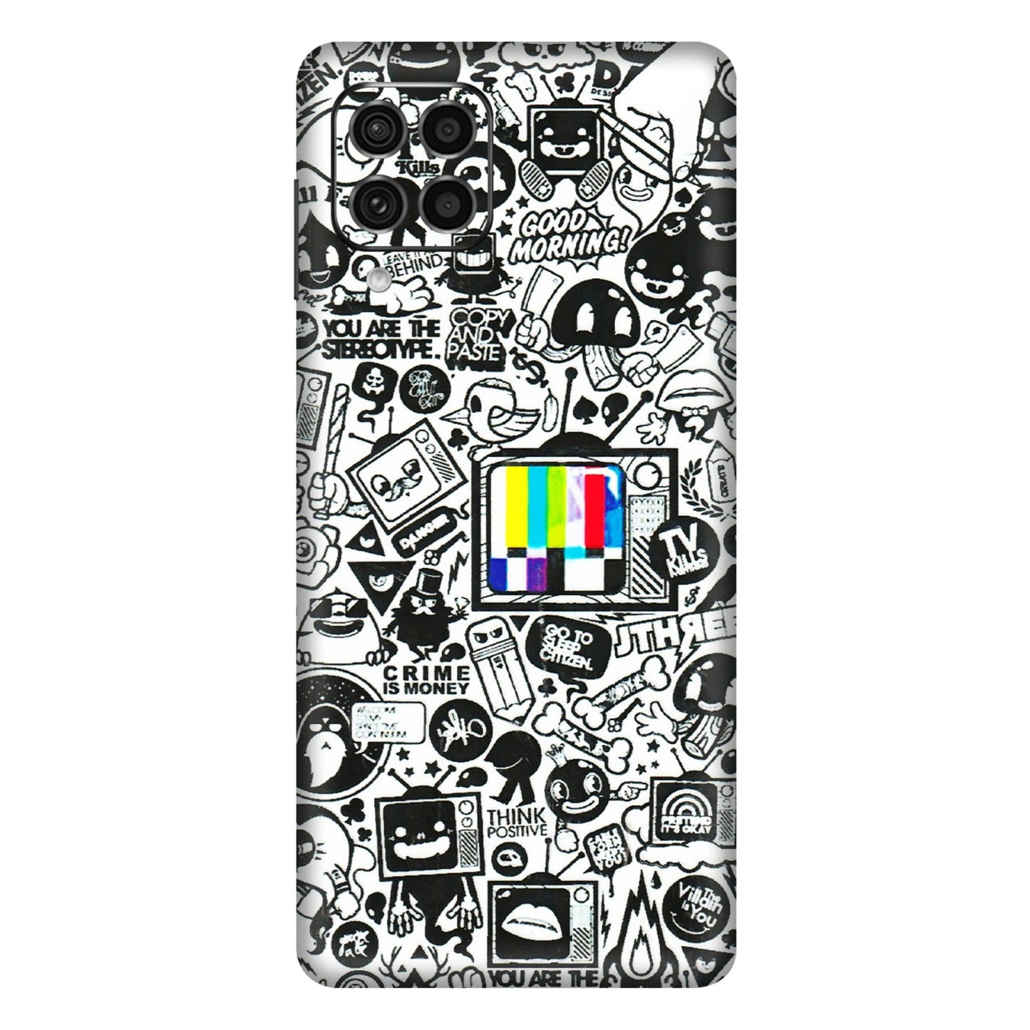 Samsung M/F/Note/Flip and C Phone Skins (All Models) - Doodles Positive Art - 3D Embossed Finish (L-263) Samsung Galaxy F62