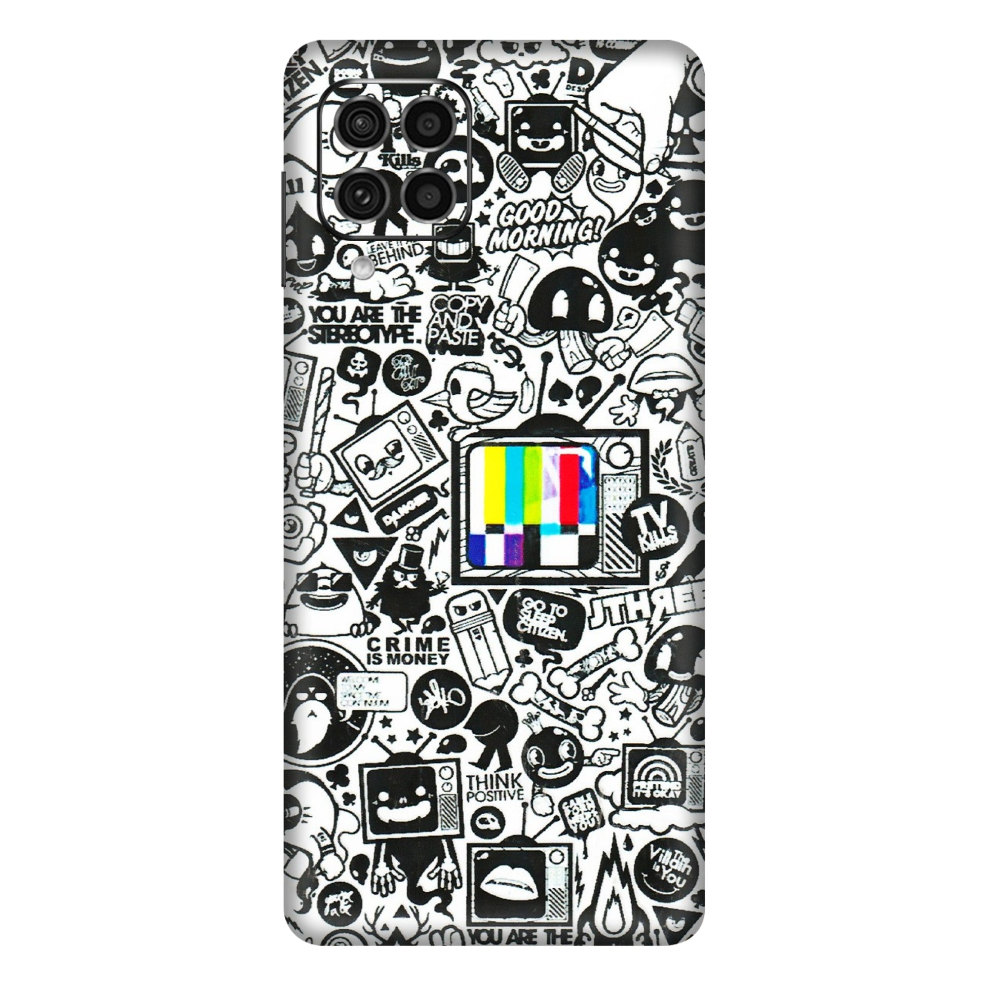 Samsung M/F/Note/Flip and C Phone Skins (All Models) - Doodles Positive Art - 3D Embossed Finish (L-263) Samsung Galaxy F62