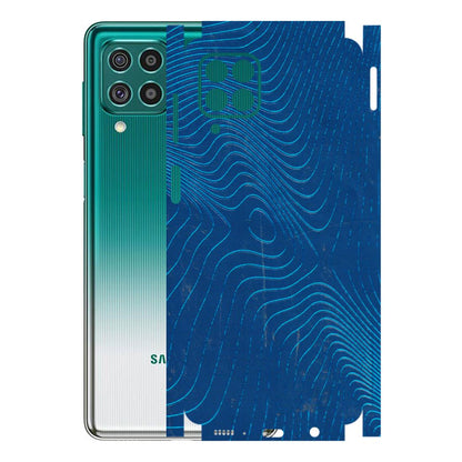 Samsung M/F/Note/Flip and C Phone Skins (All Models) - Abstract Blue Line Map - 3D Embossed Finish (L-272) Samsung Galaxy F62