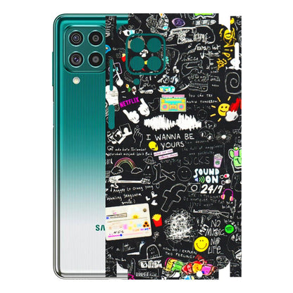 Samsung M/F/Note/Flip and C Phone Skins (All Models) - Black Creatives Doodles - 3D Embossed Finish (L-311) Samsung Galaxy F62
