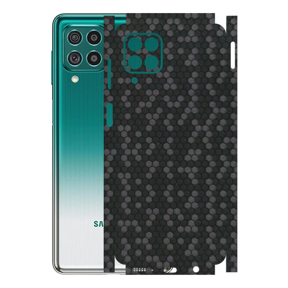 Samsung M/F/Note/Flip and C Phone Skins (All Models) - Black Grey Honeycomb Sober - 3D Embossed Finish (L-85) Samsung Galaxy F62