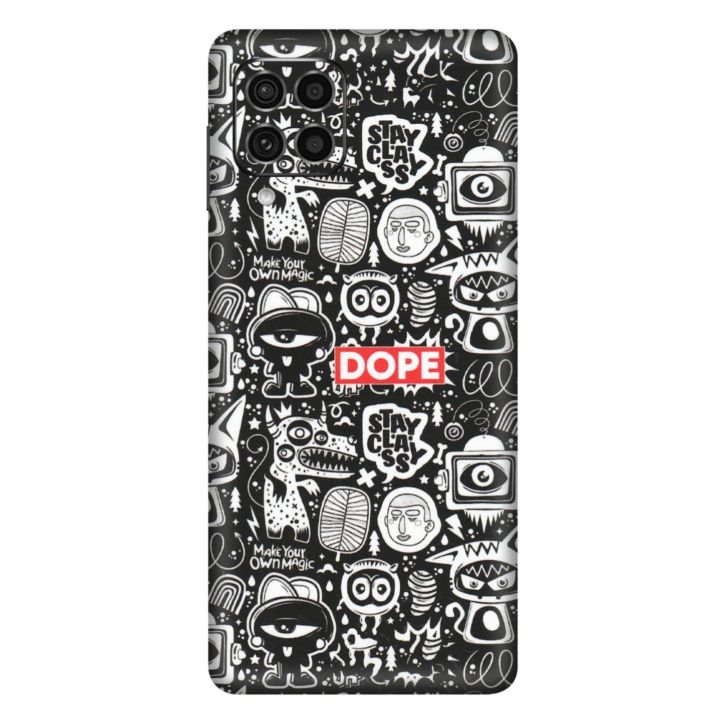 Samsung M/F/Note/Flip and C Phone Skins (All Models) - Dope Stay Classy Black Doodles - Matte Finish (M-126) Samsung Galaxy F62