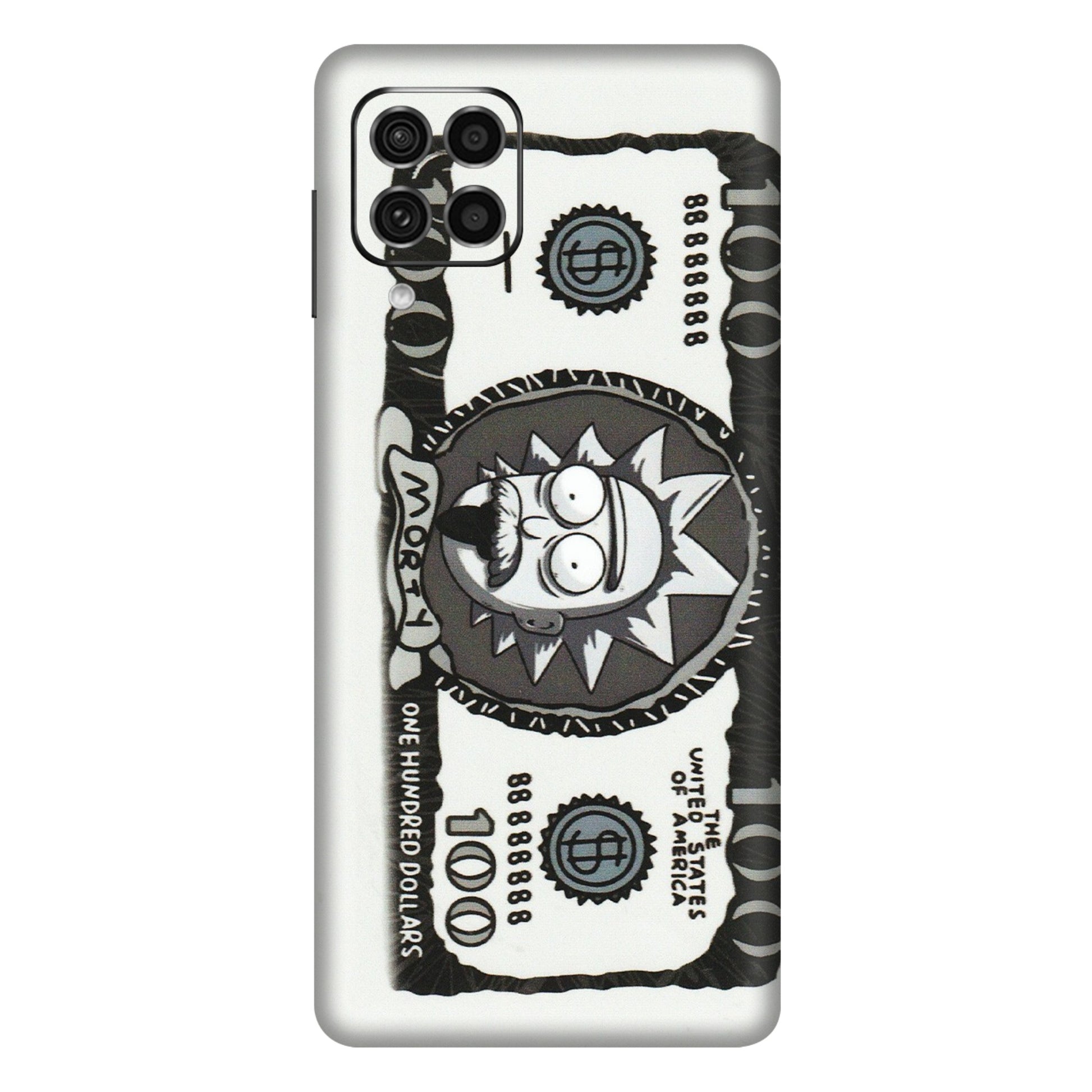 Samsung M/F/Note/Flip and C Phone Skins (All Models) - Rick And Morty Hundred Dollar Anime - Matte Finish (M-161) Samsung Galaxy F62