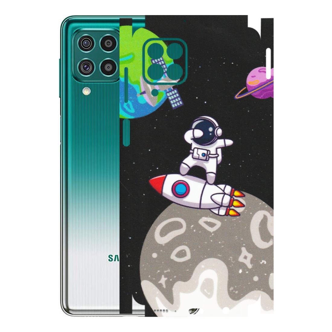 Samsung M/F/Note/Flip and C Phone Skins (All Models) - Astronaut Vibing Toon Running - Matte Finish (M-39) Samsung Galaxy F62