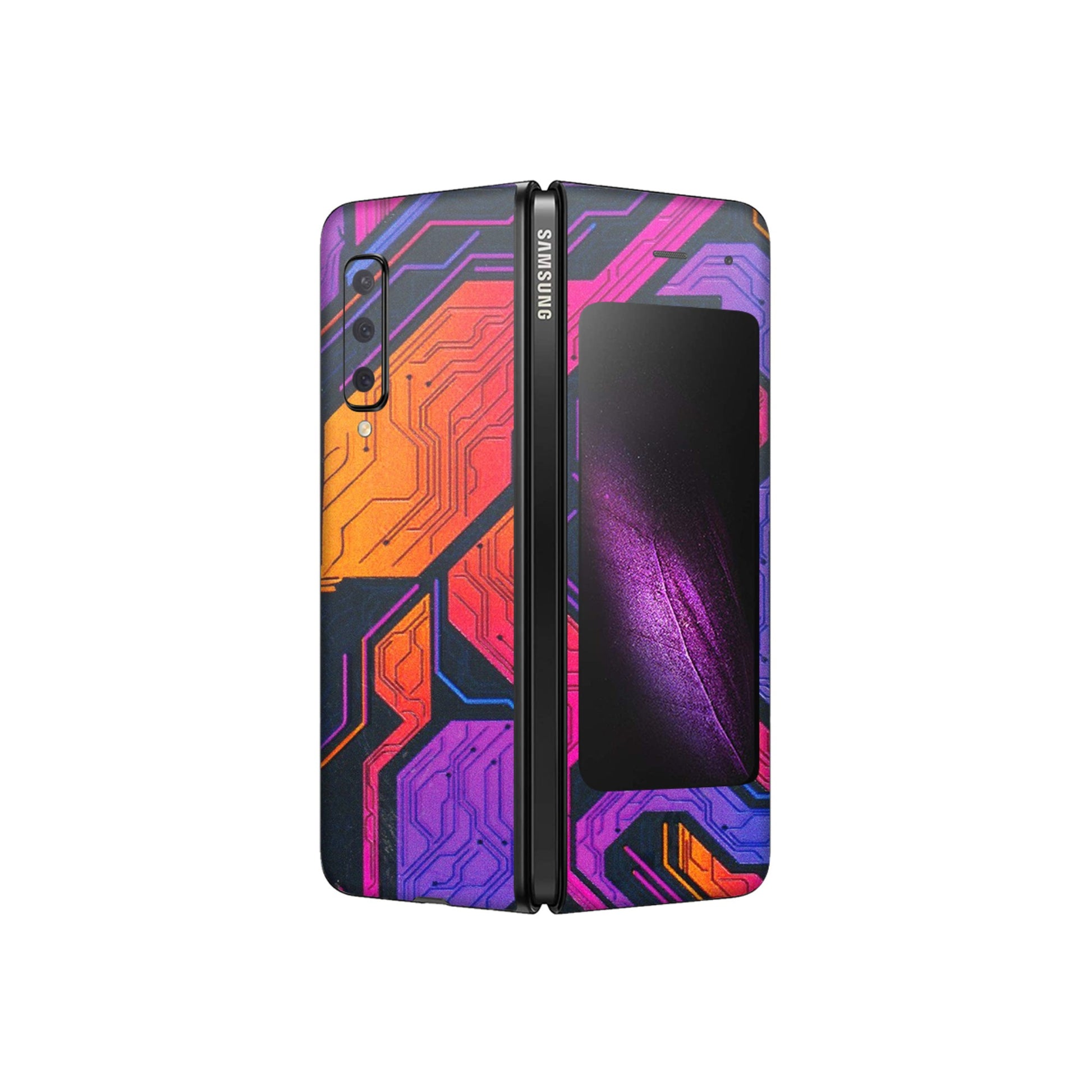Samsung M/F/Note/Flip and C Phone Skins (All Models) - Tech Circuits Futuristic - 3D Embossed Finish (L-07) Samsung Galaxy Fold