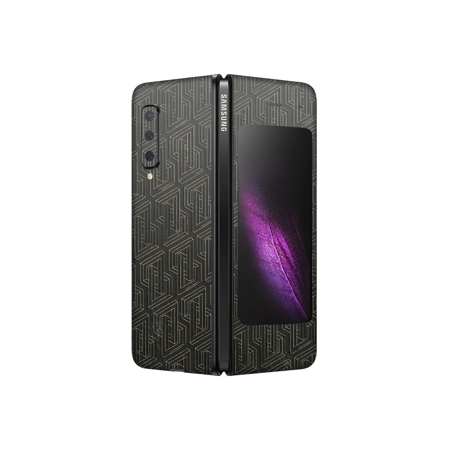 Samsung M/F/Note/Flip and C Phone Skins (All Models) - Black Abstract Pattern - 3D Embossed Finish (L-117) Samsung Galaxy Fold