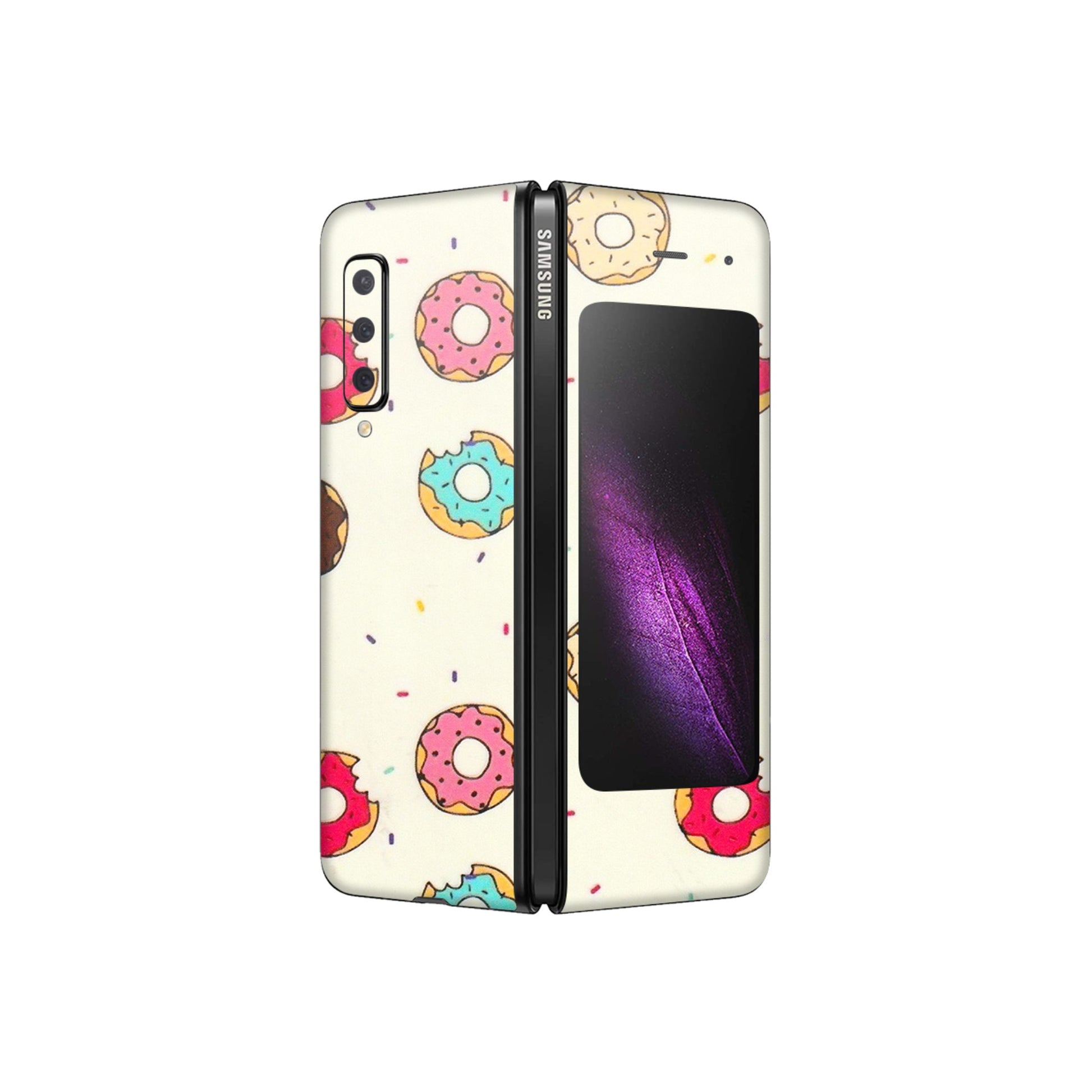 Samsung M/F/Note/Flip and C Phone Skins (All Models) - Mini Donuts Doodle Art - 3D Embossed Finish (L-122) Samsung Galaxy Fold