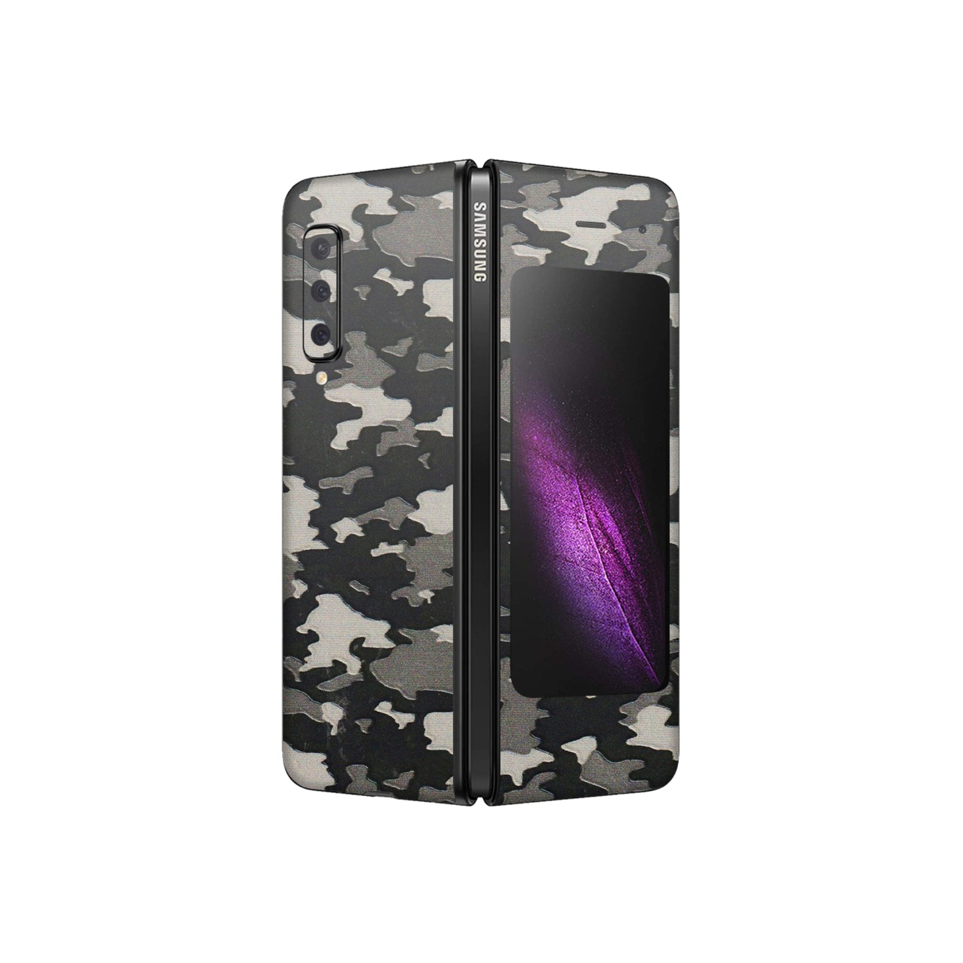 Samsung M/F/Note/Flip and C Phone Skins (All Models) - Black/Grey Camoflaunge - 3D Embossed Finish (L-142) Samsung Galaxy Fold