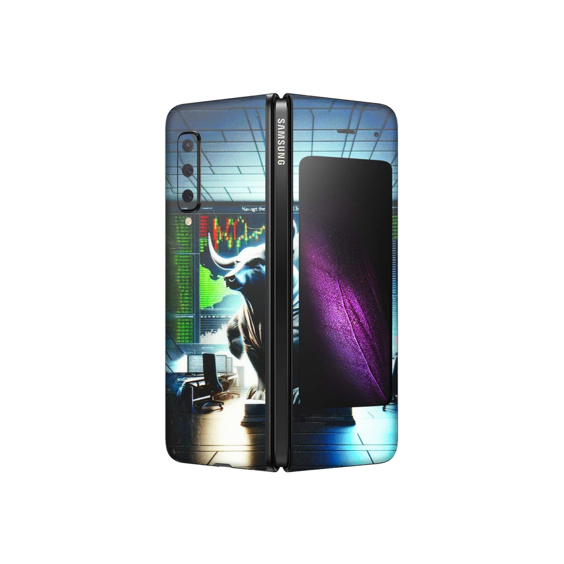 Samsung M/F/Note/Flip and C Phone Skins (All Models) - Stock Market Sensex Bear vs Bulls - 3D Embossed Finish (L-15) Samsung Galaxy Fold