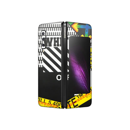 Samsung M/F/Note/Flip and C Phone Skins (All Models) - White Off Abstract - 3D Embossed Finish (L-172) Samsung Galaxy Fold