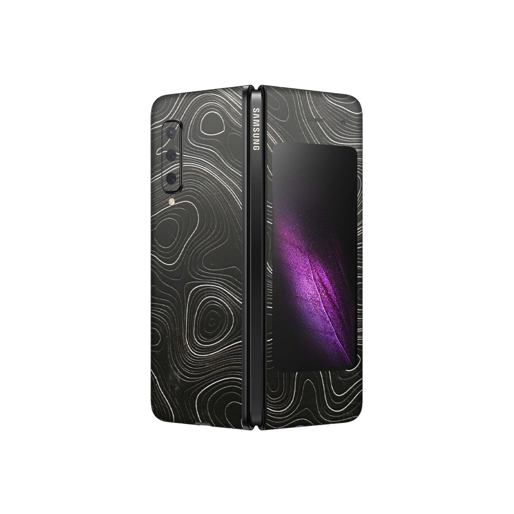 Samsung M/F/Note/Flip and C Phone Skins (All Models) - Black Swirl - 3D Embossed Finish (L-196) Samsung Galaxy Fold