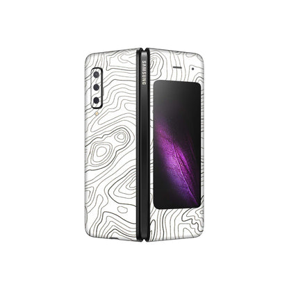 Samsung M/F/Note/Flip and C Phone Skins (All Models) - White Black Swirls - 3D Embossed Finish (L-219) Samsung Galaxy Fold