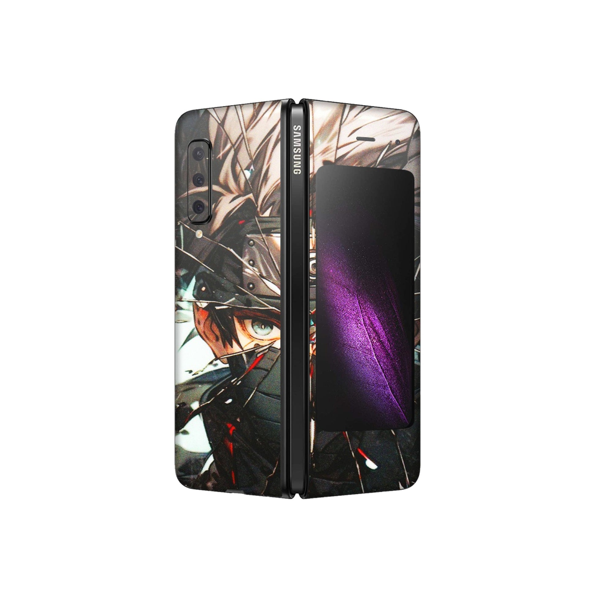 Samsung M/F/Note/Flip and C Phone Skins (All Models) - Kakashi Shattered Glass Effect - 3D Embossed Finish (L-237) Samsung Galaxy Fold