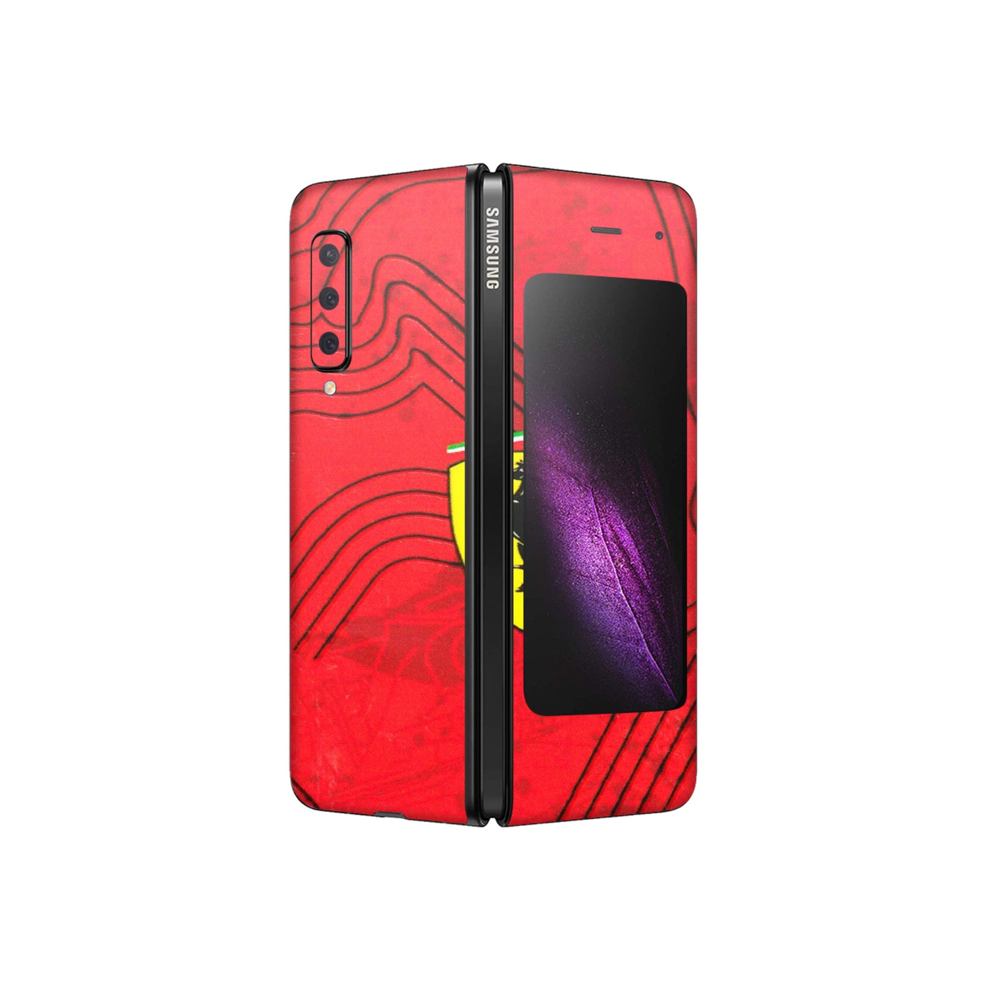 Samsung M/F/Note/Flip and C Phone Skins (All Models) - Red Ferrari Logo Stylish - 3D Embossed Finish (L-238) Samsung Galaxy Fold