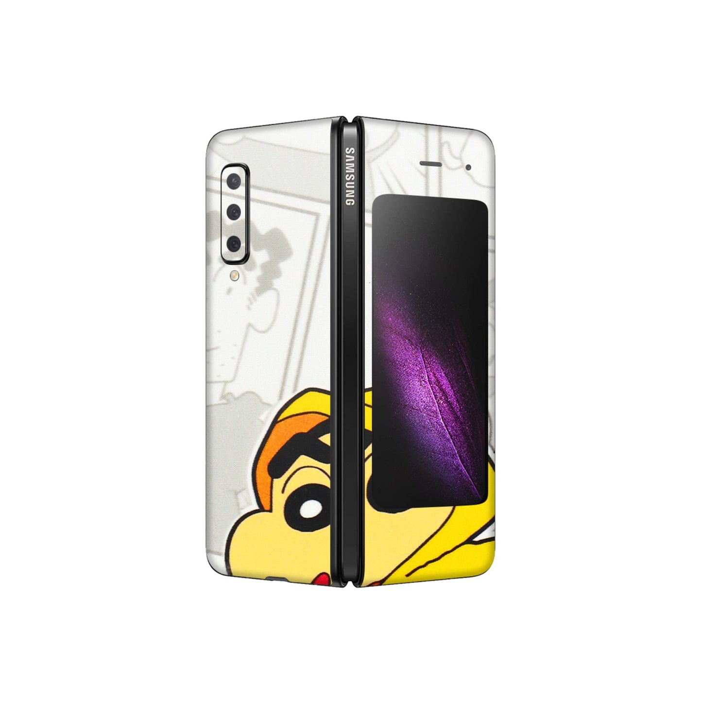 Samsung M/F/Note/Flip and C Phone Skins (All Models) - Yellow Shinchan Comic - 3D Embossed Finish (L-246) Samsung Galaxy Fold