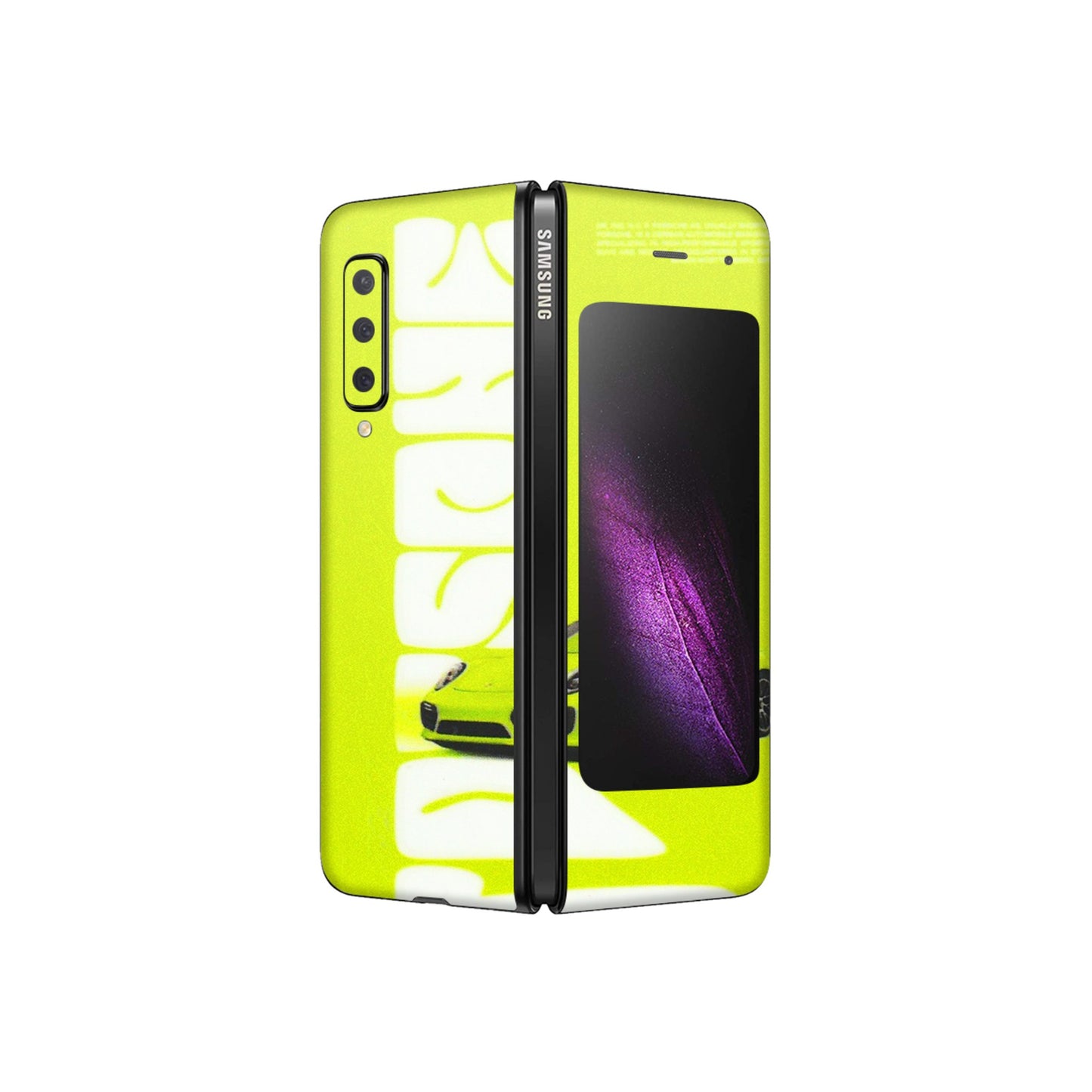 Samsung M/F/Note/Flip and C Phone Skins (All Models) - Lime Green Porche - 3D Embossed Finish (L-30) Samsung Galaxy Fold