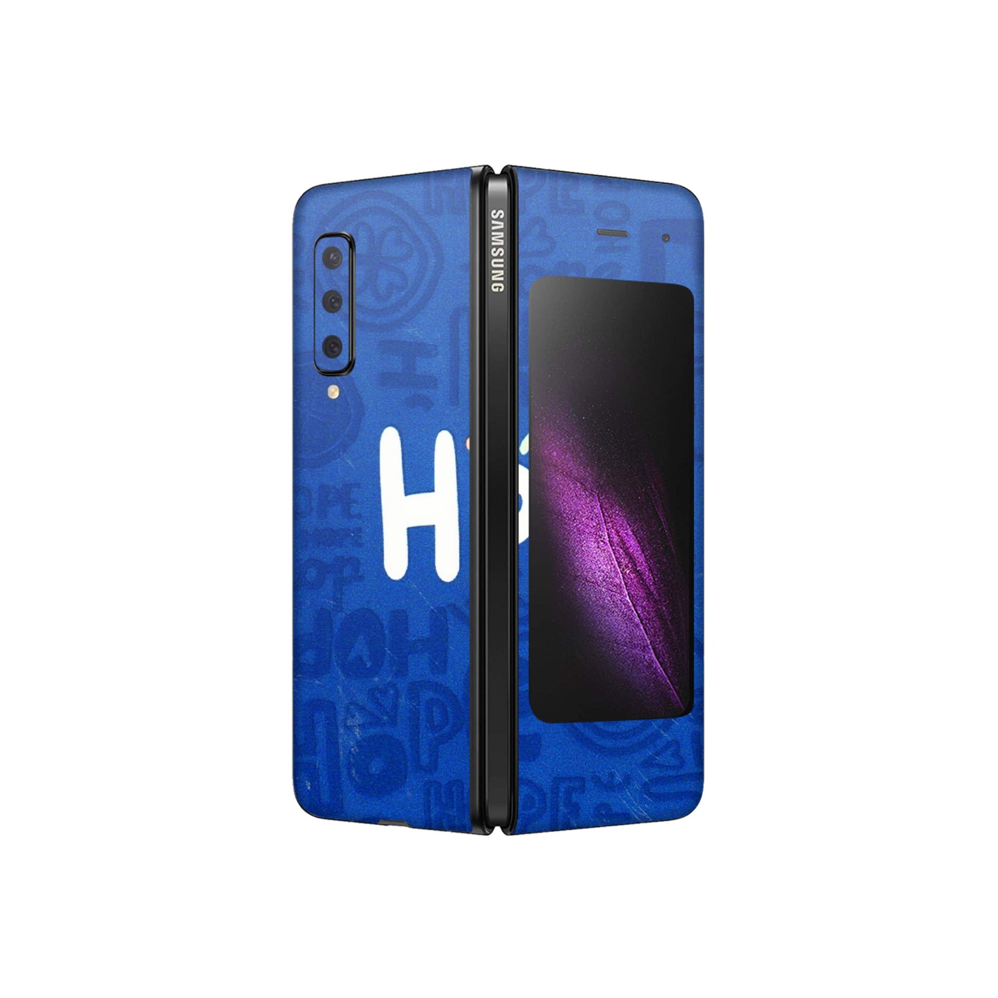 Samsung M/F/Note/Flip and C Phone Skins (All Models) - Hope Doodles Blue - 3D Embossed Finish (L-43) Samsung Galaxy Fold