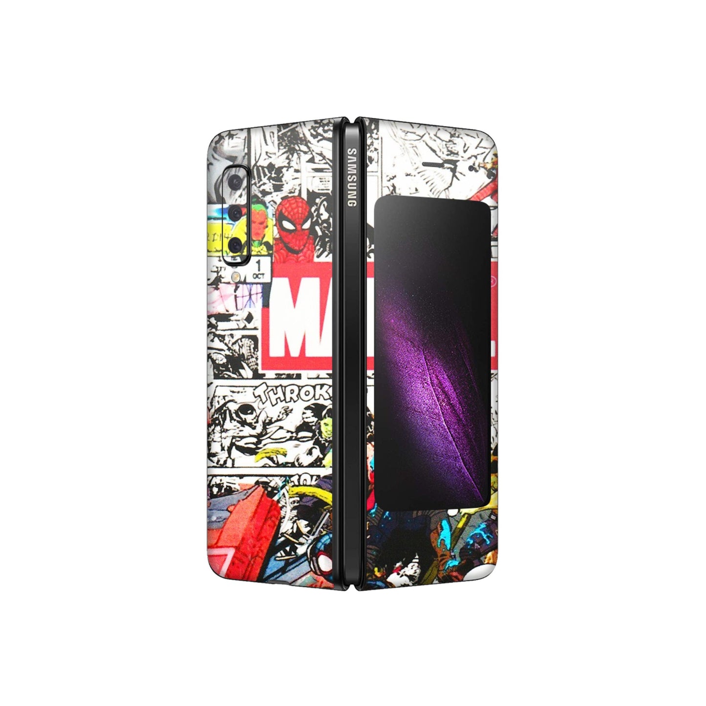 Samsung M/F/Note/Flip and C Phone Skins (All Models) - Marvel Colorful Comic - 3D Embossed Finish (L-64) Samsung Galaxy Fold