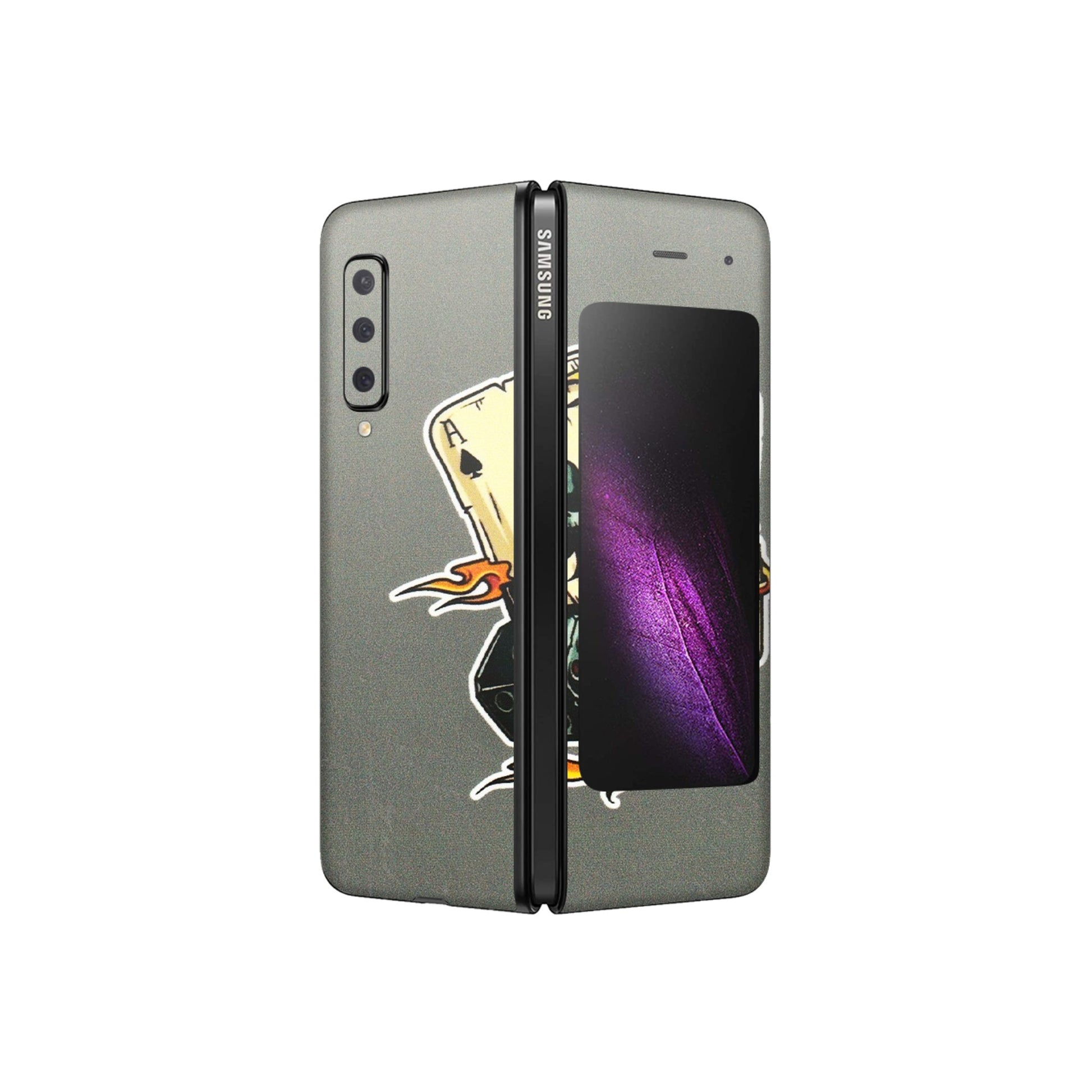 Samsung M/F/Note/Flip and C Phone Skins (All Models) - Grey Cards Of Ace - 3D Embossed Finish (L-77) Samsung Galaxy Fold