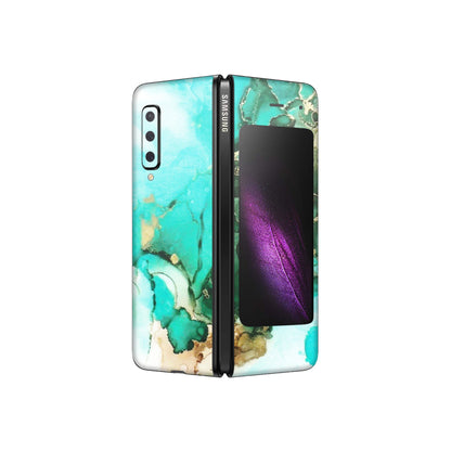 Samsung M/F/Note/Flip and C Phone Skins (All Models) - The Blue Gold Marble - Matte Finish (M-124) Samsung Galaxy Fold