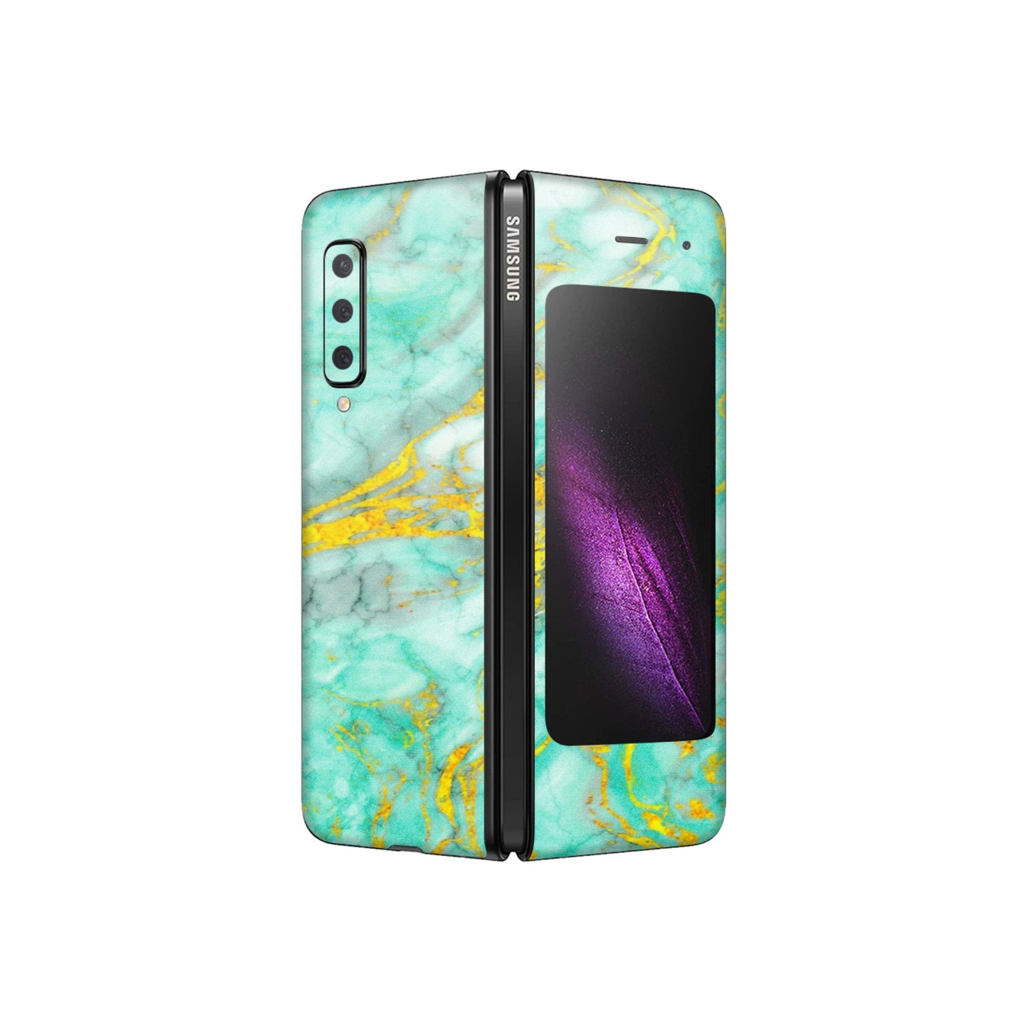 Samsung M/F/Note/Flip and C Phone Skins (All Models) - Green And Gold Marble Feel - Matte Finish (M-16) Samsung Galaxy Fold