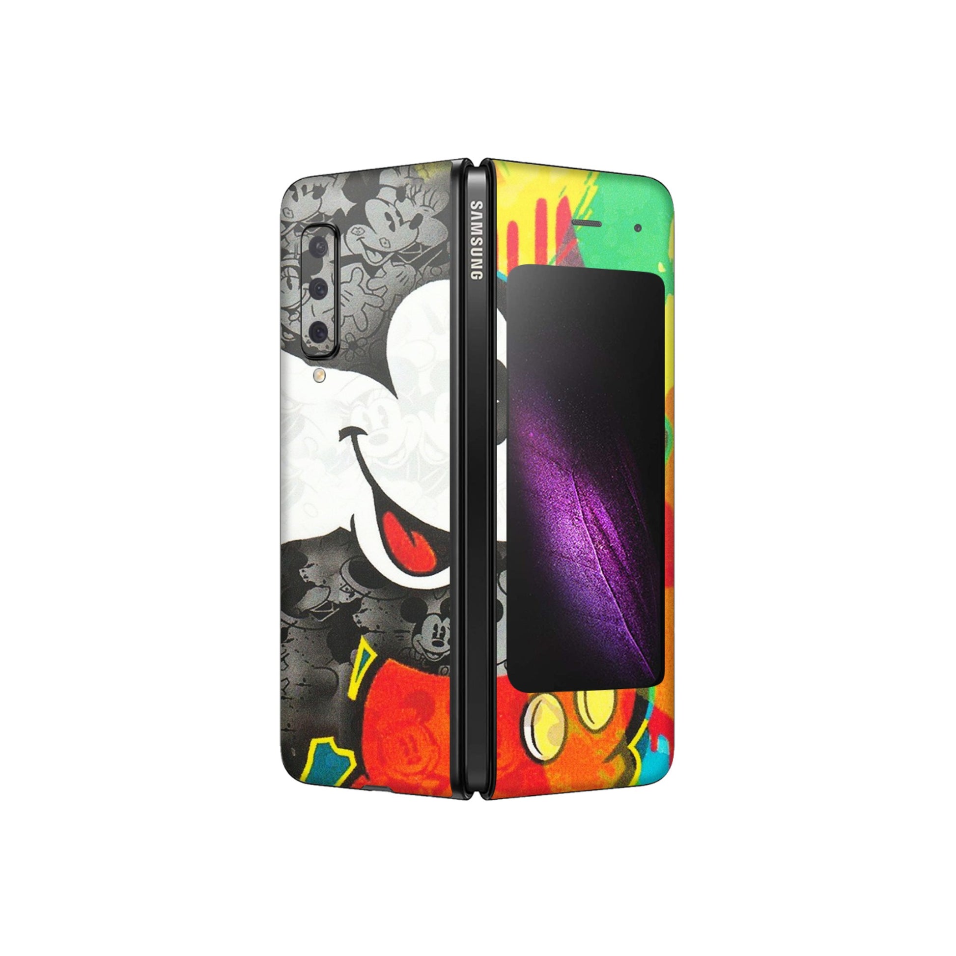 Samsung M/F/Note/Flip and C Phone Skins (All Models) - Multiple Mickey With Colourful Texture - Matte Finish (M-84) Samsung Galaxy Fold