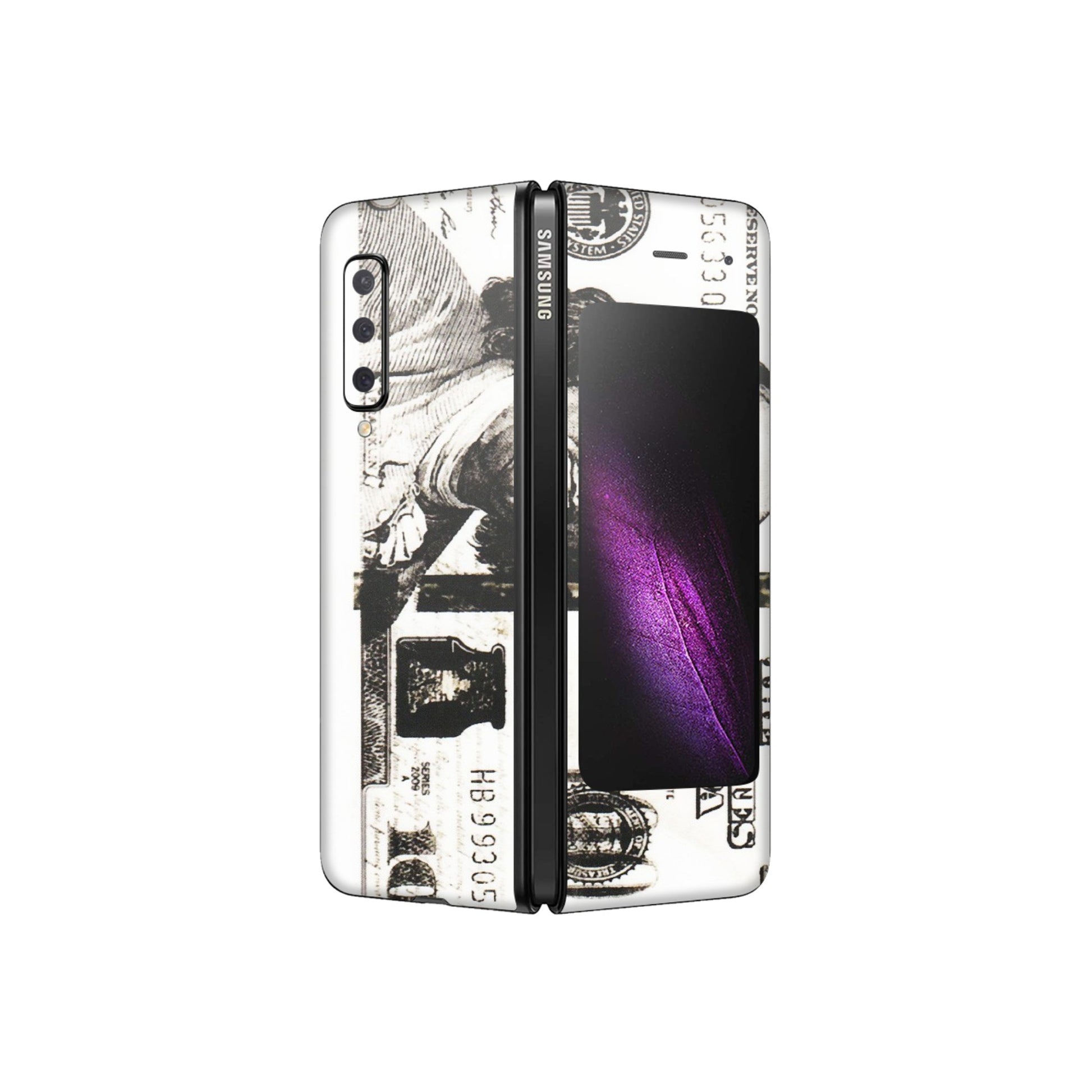 Samsung M/F/Note/Flip and C Phone Skins (All Models) - 100 Dollar Currency - Transparent Finish (T-01) Samsung Galaxy Fold