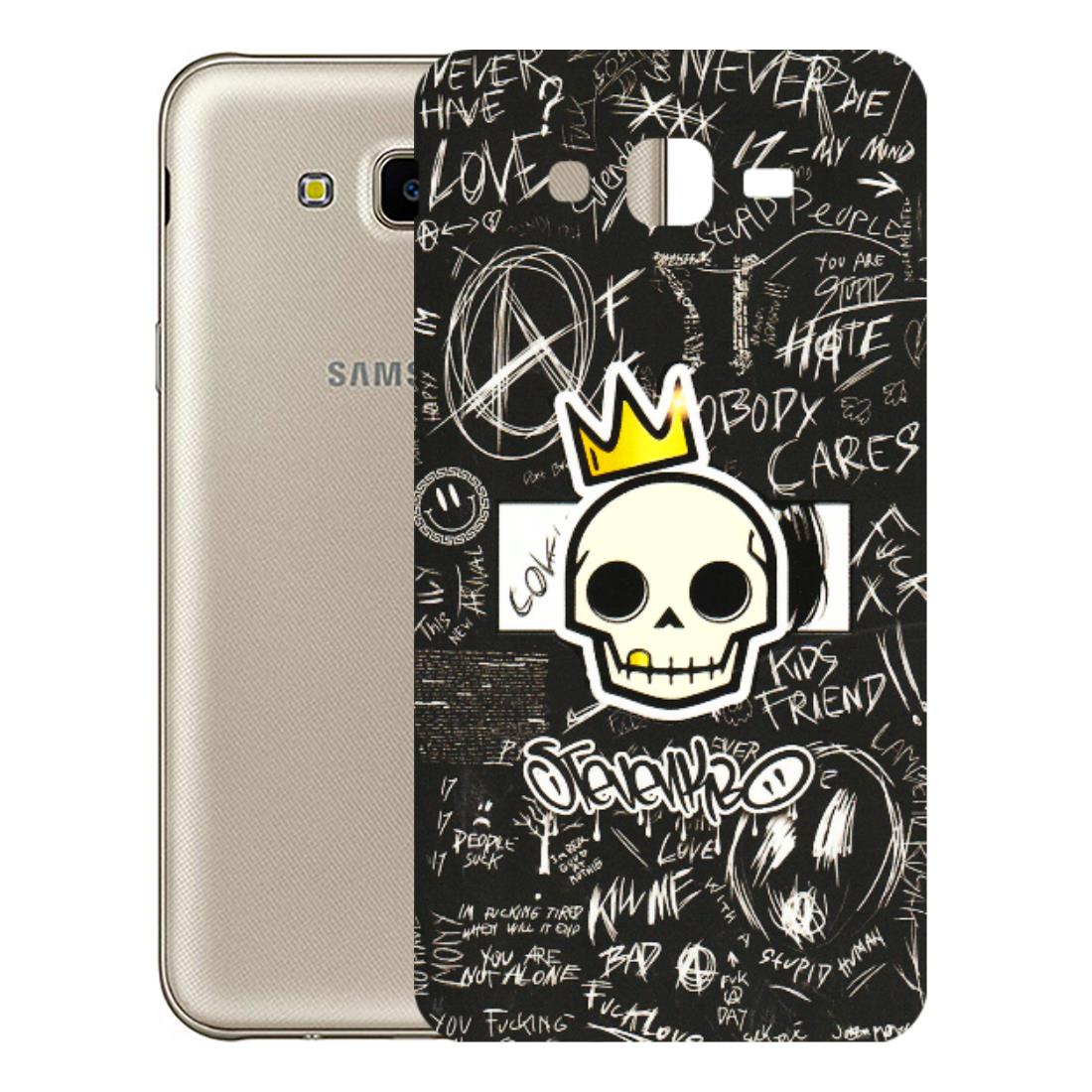 Samsung M/F/Note/Flip and C Phone Skins (All Models) - Funny Skull Black Chalk Grafitti - 3D Embossed Finish (L-22) Samsung Galaxy J7 Next