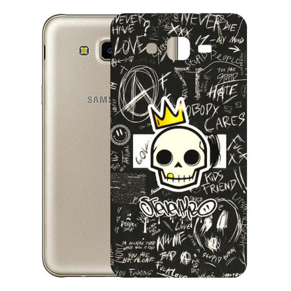 Samsung M/F/Note/Flip and C Phone Skins (All Models) - Funny Skull Black Chalk Grafitti - 3D Embossed Finish (L-22) Samsung Galaxy J7 Next