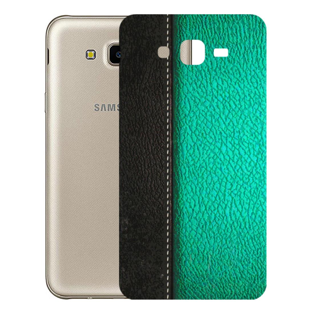 Samsung M/F/Note/Flip and C Phone Skins (All Models) - Black Green Dual Leather Stich - 3D Embossed Finish (L-233) Samsung Galaxy J7 Next