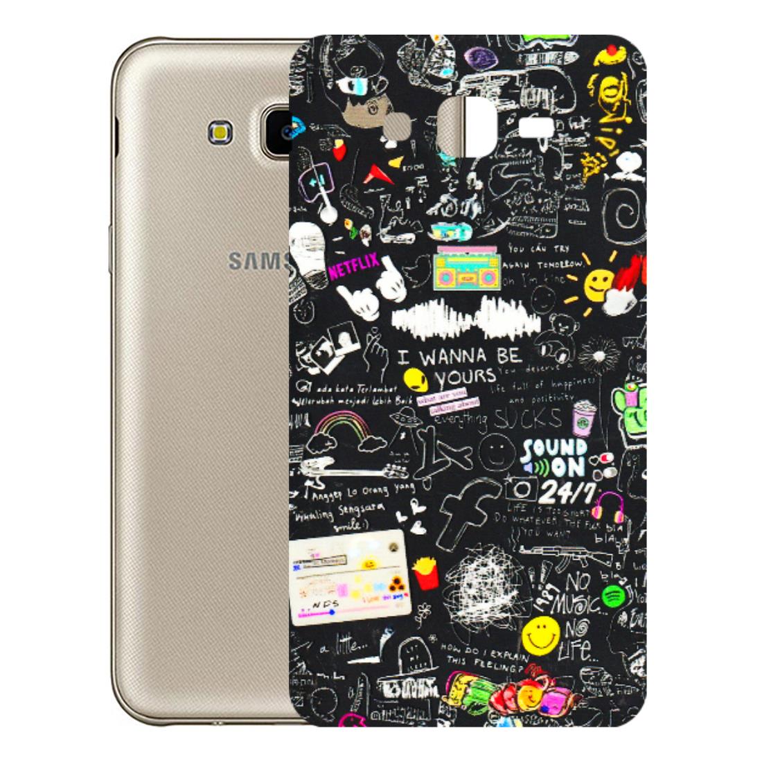 Samsung M/F/Note/Flip and C Phone Skins (All Models) - Black Creatives Doodles - 3D Embossed Finish (L-311) Samsung Galaxy J7 Next