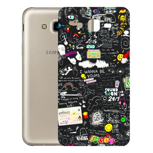 Samsung M/F/Note/Flip and C Phone Skins (All Models) - Black Creatives Doodles - 3D Embossed Finish (L-311) Samsung Galaxy J7 Next