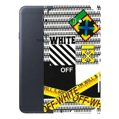 Samsung M/F/Note/Flip and C Phone Skins (All Models) - White Off Abstract - 3D Embossed Finish (L-172) Samsung Galaxy J7 Prime