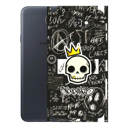Samsung M/F/Note/Flip and C Phone Skins (All Models) - Funny Skull Black Chalk Grafitti - 3D Embossed Finish (L-22) Samsung Galaxy J7 Prime