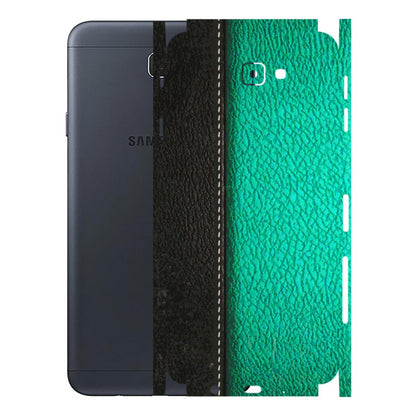 Samsung M/F/Note/Flip and C Phone Skins (All Models) - Black Green Dual Leather Stich - 3D Embossed Finish (L-233) Samsung Galaxy J7 Prime