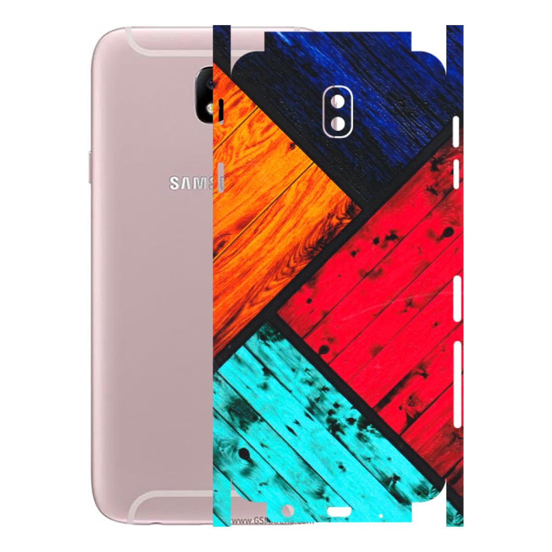 Samsung M/F/Note/Flip and C Phone Skins (All Models) - Colourful Wood Panels Abstract - 3D Embossed Finish (L-09) Samsung Galaxy J7 Pro