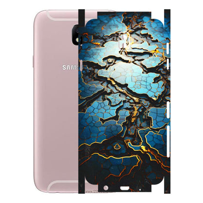 Samsung M/F/Note/Flip and C Phone Skins (All Models) - Blue Gold Abstract - 3D Embossed Finish (L-11) Samsung Galaxy J7 Pro