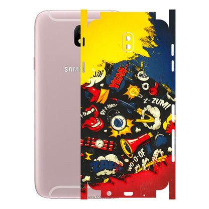 Samsung M/F/Note/Flip and C Phone Skins (All Models) - Pacific Doodle Art - 3D Embossed Finish (L-120) Samsung Galaxy J7 Pro