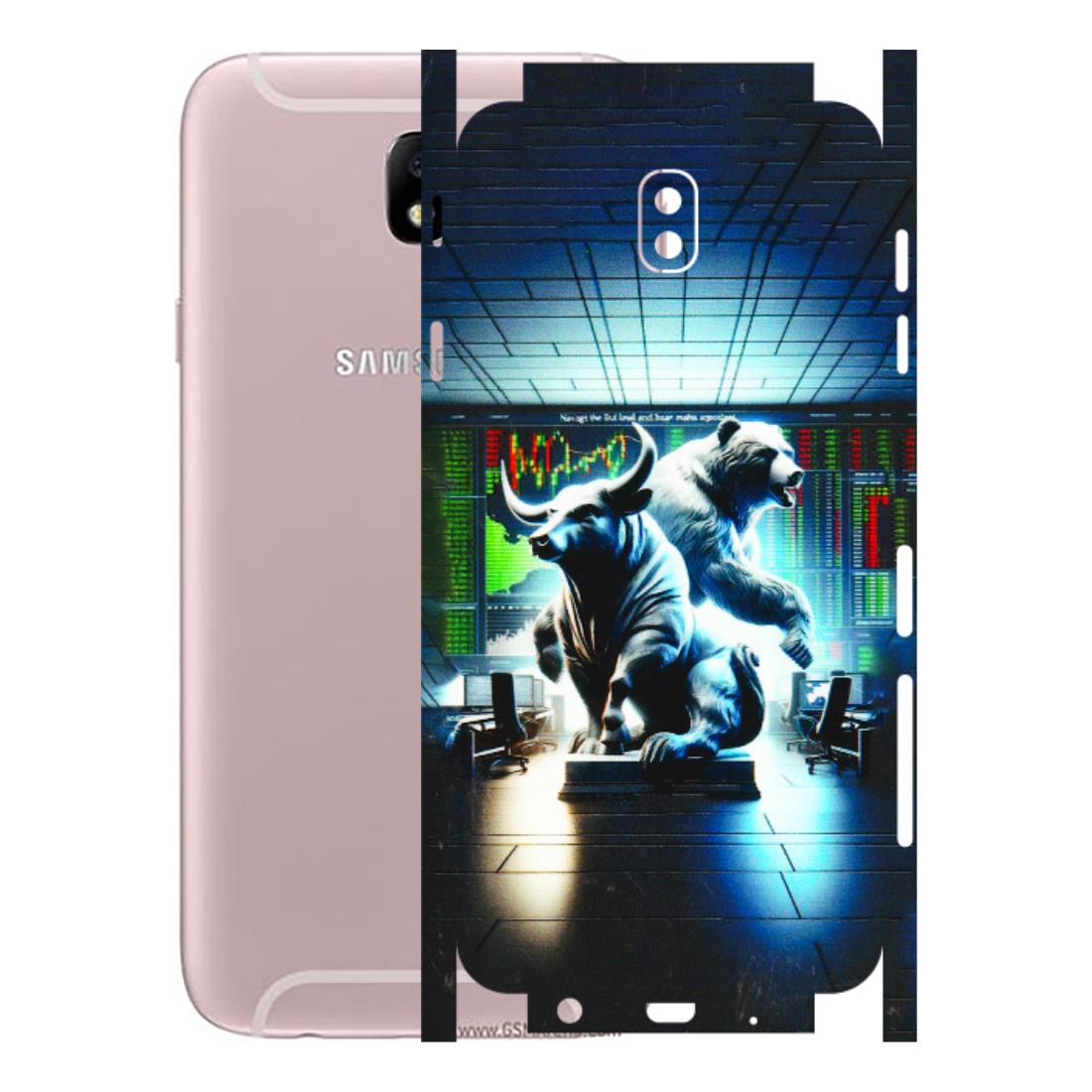 Samsung M/F/Note/Flip and C Phone Skins (All Models) - Stock Market Sensex Bear vs Bulls - 3D Embossed Finish (L-15) Samsung Galaxy J7 Pro