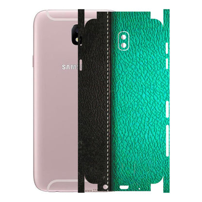 Samsung M/F/Note/Flip and C Phone Skins (All Models) - Black Green Dual Leather Stich - 3D Embossed Finish (L-233) Samsung Galaxy J7 Pro