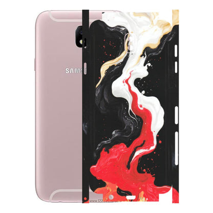 Samsung M/F/Note/Flip and C Phone Skins (All Models) - Black Red White Paint Splash Fusion - Matte Finish (M-56) Samsung Galaxy J7 Pro